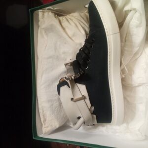 Buscemi Blue and White High-Top Sneakers